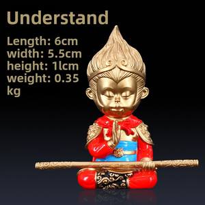 ของตกแต่งแดชบอร์ดรูปซุนหงอกงโลหะทองแดงบริสุทธิ์สามารถปรับแต่งได้เครื่องประดับในรถยนต์ที่มีรูปปั้นพระพุทธรูปเป็นราชาลิงต่อสู้ - Product Image 2