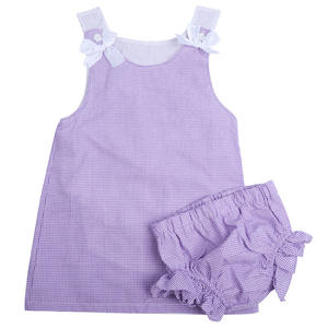 Conjunto de Ropa para Bebés Niñas, 2 Piezas, con Logotipo Personalizado, 100% Algodón Seersucker, Forrado, <span class=keywords><strong>Moda</strong></span> Infantil, Lindo - Product Image 4