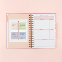 Nouvel arrivage Organisateur de planificateur d'objectifs A5 à couverture rigide avec boîte-cadeau Agenda hebdomadaire mensuel non daté Journal Notebook