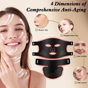 Masque facial LED infrarouge en silicone à 4 lumières différentes pour la thérapie par la lumière, masque anti-âge complet 4 dimensions à lumière rouge - Product Image 5