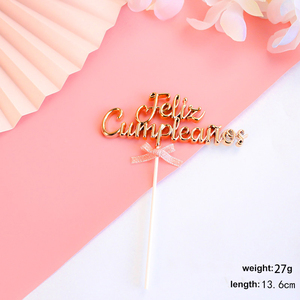 Wholesale Customization <strong>Spanish</strong> Cake Topper Happy Birthday for Baby Shower Kids Cake Topper Decoration - Product Image 4