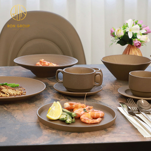 Vente chaude carré mat brun vaisselle en céramique 10/12 pouces Sushi Dessert <span class=keywords><strong>assiette</strong></span> de Service alimentaire pour hôtel Restaurant vaisselle - Product Image 6