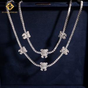 Collar de Cadena de Tenis con Oso Lindo, Estilo Hip Hop, Plata 925, Diamante Moissanita VVS, Unisex - Product Image 2