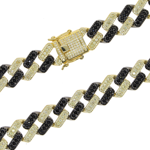 Moda grande pesante oro nero due colori cubano catena Hip Hop gioielli per gli uomini Micro chiaro nero CZ catena pavimentata due <span class=keywords><strong>pietre</strong></span> <span class=keywords><strong>collana</strong></span> - Product Image 5