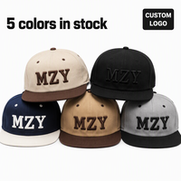 Topi Snapback Streetwear Custom Vintage 5 Panel Dua Warna Bordir 3D Flat Brim