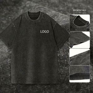 T-shirt de haute qualité délavé à l'acide, style rétro, surdimensionné, personnalisé, pour homme, effet vintage - Product Image 4