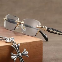 Lunettes de lecture unisexes minces en cuivre 1pc en métal carré Lunettes de lecture bloquant la lumière bleue Presbytie Restoring Gold Blue