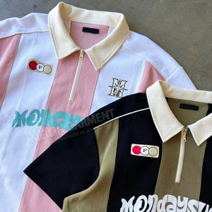Camiseta de Fútbol Retro Personalizada con Media Cremallera y Rayas, Estilo España, con Cuello, Jersey de Punto para Hombre, Polo - Product Image 2