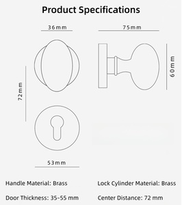 Interior Silent Split Lock Double <strong>Door</strong> Lock with Antique Bronze Ball Brass <strong>Knob</strong> <strong>Bedroom</strong> <strong>Door</strong> Handle with Lock Easy Install - Product Image 4