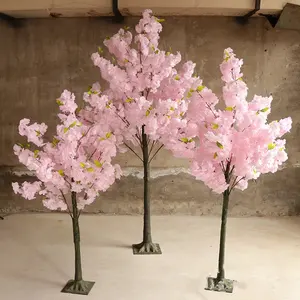 Atacado realista novo pequeno rosa claro árvores de flores artificiais peças centrais do casamento flor de cerejeira