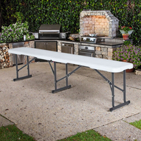 Blanc 6ft Portable Pliant Banc De Jardin Moulage Par Soufflage Plage Table Extérieure Pliable En Métal Conception pour Villa Cuisine Utilisation Extérieure