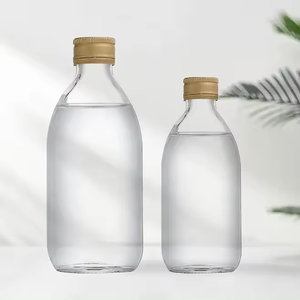 Vente en gros bouteille Sirop en verre transparent bouteille d'eau saline en verre ambré avec bouchons inviolables personnalisés - Product Image 1