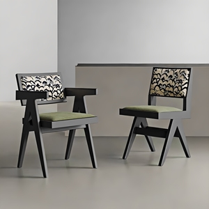 Nordic Hotel Solid Wood Modern <strong>Velvet</strong> Upholstered Dining <strong>Chair</strong> with Armrests for <strong>Small</strong> Apartment and Restaurant Use - Product Image 3