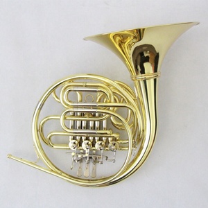 Trompa Francesa Profesional <span class=keywords><strong>de</strong></span> Alta Calidad en Oferta, Instrumento <span class=keywords><strong>de</strong></span> <span class=keywords><strong>Viento</strong></span> <span class=keywords><strong>de</strong></span> <span class=keywords><strong>Madera</strong></span> Barato, Lacado en Oro, <span class=keywords><strong>4</strong></span> Llaves, Campana Doble Separada, Tono F/Bb - Product Image 2