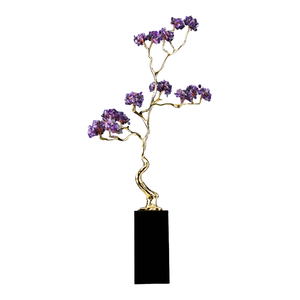 Árbol de Cristal de Amatista Natural, Rama de Latón y Base de Mármol, Adorno de Mesa Feng <span class=keywords><strong>Shui</strong></span>, Decoración Artística para Interiores, Hogar y Oficina - Product Image 6