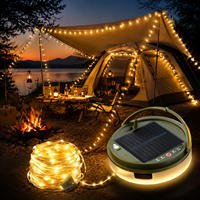 Guirlande lumineuse solaire LED rechargeable, rétractable, étanche, pour camping, auvent extérieur, jardin, tente, patio, décoration, randonnée