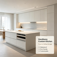 Ensembles de meubles de cuisine modulaires modernes en contreplaqué sur mesure avec îlot central pour la rénovation de villas, appartements et maisons