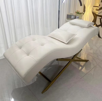 Table de soin esthétique incurvée avec appui-tête réglable pour cils et sourcils, blanche, lit de spa de luxe pour salon de beauté