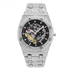 Montres pour hommes en acier inoxydable à diamants moissanite, style hip-hop, automatiques, mécaniques, à éclairage nocturne, entièrement serties de diamants, best-seller - Product Image 3