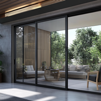 3 rails, 3 panneaux, vente directe usine, sur mesure, suspension télescopique, pour balcon et terrasse, à rupture de pont thermique, pour villa moderne, double vitrage