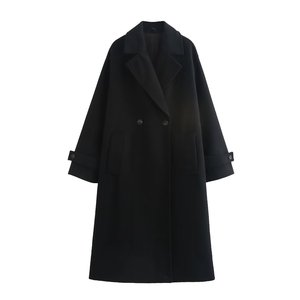 Giacca da <span class=keywords><strong>donna</strong></span> a doppio petto a manica lunga Casual <span class=keywords><strong>Trench</strong></span> alla moda 3 colori solidi con colletto intagliato tessuto - Product Image 2