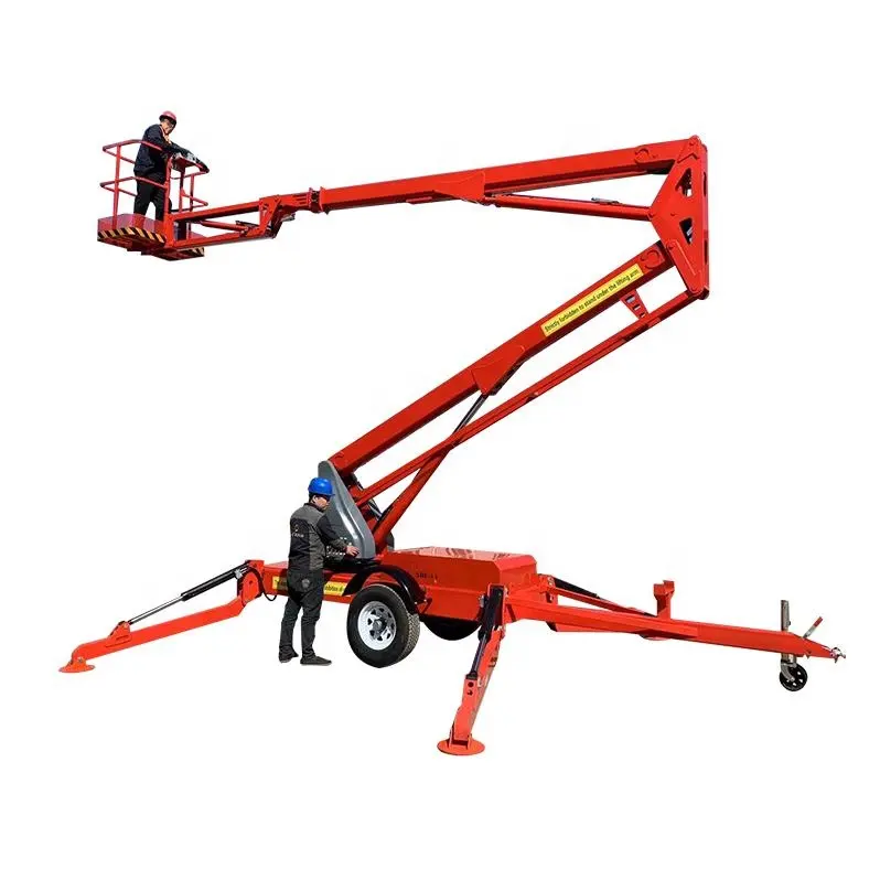 12m 14m 16m 24m Mobile Towable Boom Lift Articulated Boom Lift Trailer Aerial Work Platform spider lift cheap for sale