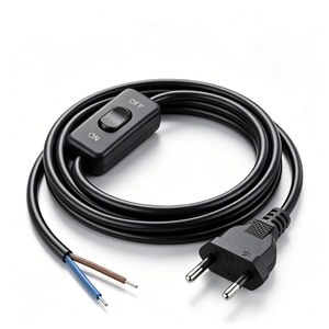 Cordon <span class=keywords><strong>d</strong></span>'<span class=keywords><strong>alimentation</strong></span> avec interrupteur, prise droite EU 2 broches, 2,5A 250V, câblage personnalisé DIY pour ampoules LED, lumières de Noël et petits humidificateurs - Product Image 1
