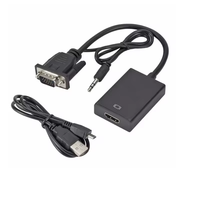 Adaptateur VGA mâle vers HD femelle avec câble audio 3,5 mm et câble de charge USB, câble convertisseur VGA vers HDTV