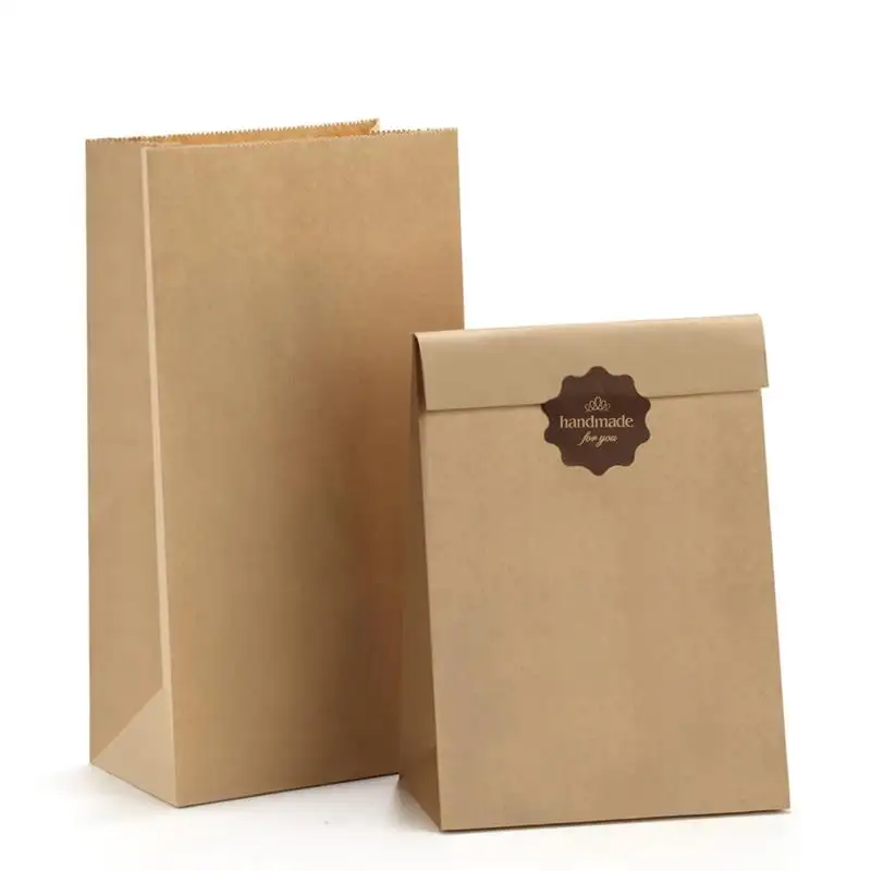 Decomposition Manufacturer Packaging Customized Organic Color Brown Kraft Food Pop Corn No Rope Paper Bag With Window