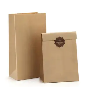 حقيبة ورقية مصنوعة من دون حبل مزودة بنافذة للتغليف من المُصنع المُصنع المُخصص حسب الطلب بلون بني من ورق كرافت للطعام