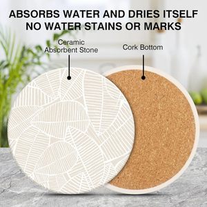 Sous-verres en céramique absorbants, résistants à la chaleur, avec base en liège, design <span class=keywords><strong>feuille</strong></span>, protègent les meubles - Product Image 4