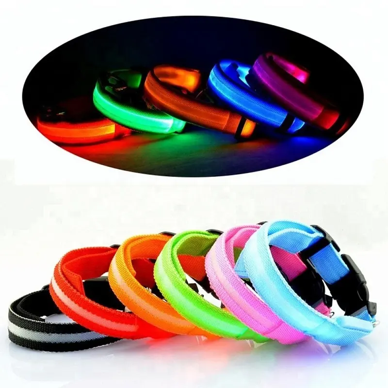 Adjustable LED Flash Pet Dog Training Collar, Dogs Luminous Fluorescent Collars Pet Supplies