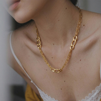 Collar de Eslabones Gruesos en Dos Tonos de Acero Inoxidable Chapado en Oro de 18K Dingran, Joyería de Moda para Mujer, Venta al Por Mayor