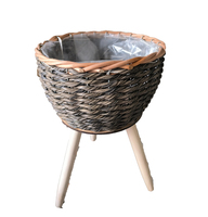 Pot Bunga Rotan Coklat Desain Modern Tahan Lama untuk Luar Ruangan dengan Lapisan PE, Pot Kayu untuk Penggunaan di Rumah dan Kebun