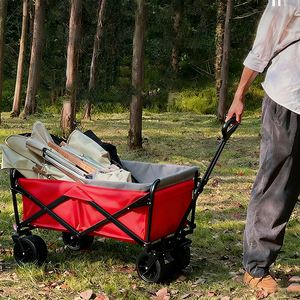 야외 캠핑 접이식 스틸 4륜 핸드 카트 정원 여행용 웨건 접이식 해변 트롤리 쇼핑 및 해변용 - Product Image 3