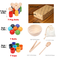 Jouet interactif pour bébé et tout-petit Boules de poupée dans des tasses Jouet Montessori Jeu de trieur en bois Toi éducatif