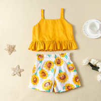 Importation de vêtements pour bébés de Chine : Ensemble court d'été pour filles, style 'Cake', avec chemisier à fines bretelles et motif floral