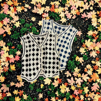 Gilet en tricot denim coupe-vent brodé de fleurs marguerites vintage à col en V pour femme, idéal pour les costumes - Soldes de liquidation