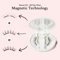 Kit de cils magnétiques doux réutilisables sans colle avec applicateur à clip, format voyage, cils magnétiques naturels demi-cils, outils de beauté, logo personnalisé