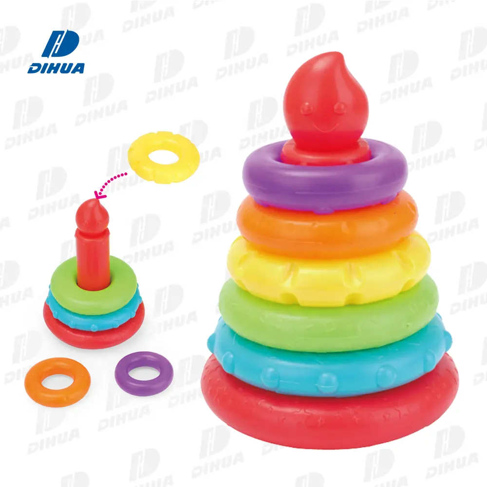 Stem Kwaliteit Keuze Beentje Montessori Educatief Ring Play Set Regenboog Stapelen Cirkel Taart Stapelen Speelgoed Voor Baby