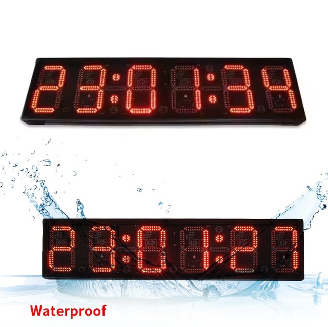 Outdoor Use Waterproof Red Display 12 Inch Electric LED Race Timer Programmable Digital Countdown Timing Clock for Marathon