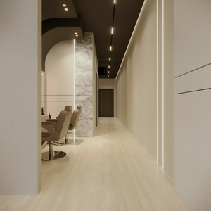 Mostrador de salón de iluminación LED gris Retron con diseño artístico personalizable superior de piedra para uso minorista - Product Image 1