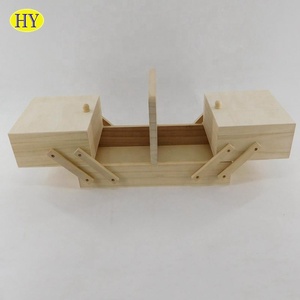 Boîte à coudre pliable <span class=keywords><strong>en</strong></span> <span class=keywords><strong>bois</strong></span>, naturelle, légère et inachevé - Product Image 3
