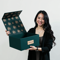Boîte cadeau en papier magnétique noire avec logo personnalisé Boîtes d'emballage rigides et pliantes recyclables avec couvercle magnétique Boîtes cadeaux pliantes