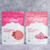 Logo personnalisé imprimé de qualité alimentaire 227g de fruits fraise tarte cerise poudre mat pochette debout avec fermeture éclair sac en plastique mylar