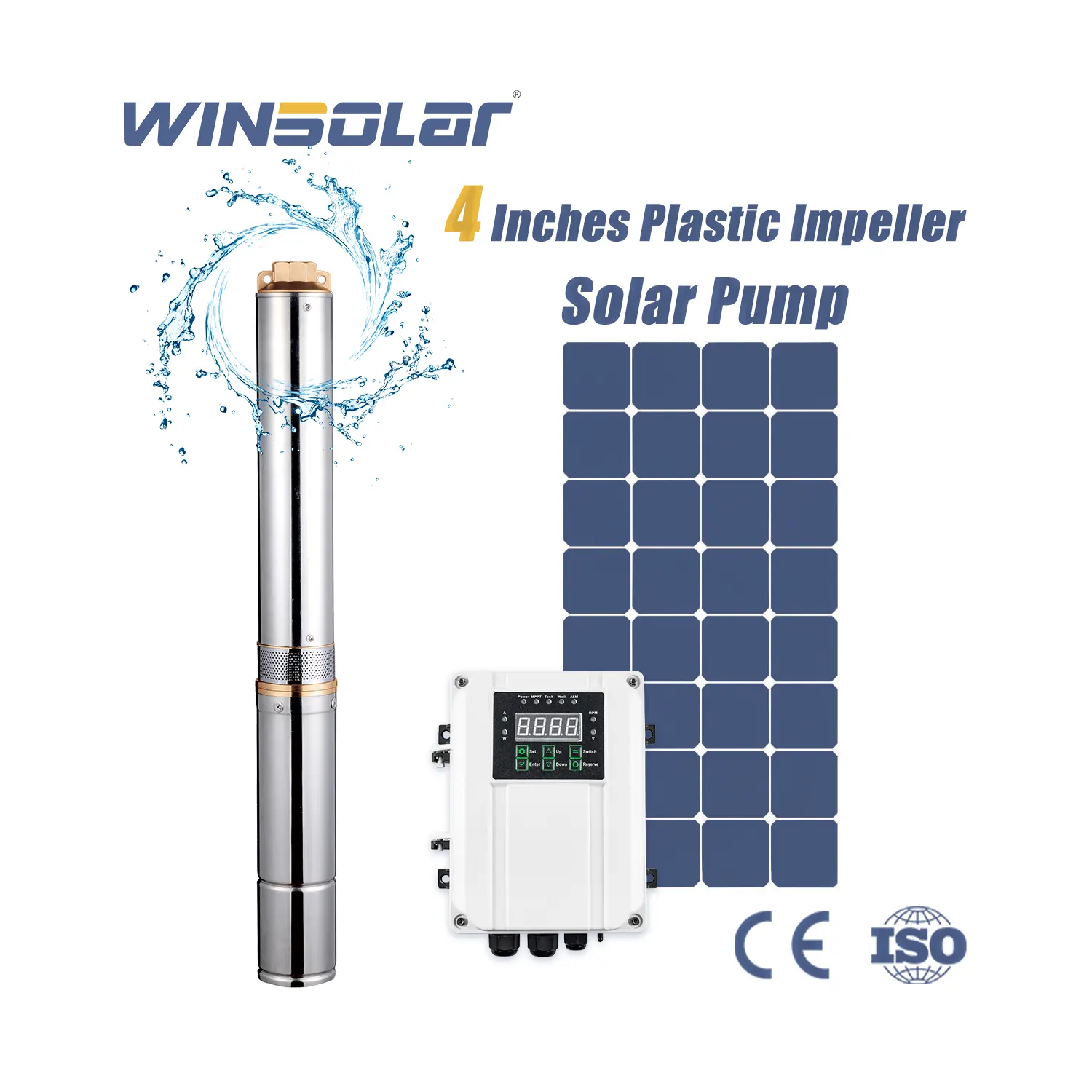 WINSOLAR गहरी अच्छी तरह से सौर जल पंप 1HP डीसी सौर पनडुब्बी पंप कीमत