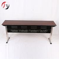Table de conférence pliante rectangulaire moderne en bois avec pieds en acier inoxydable pour bureau, école, hôtel (vente en gros)