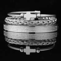 Ensemble de bracelets classiques pour femme en acier inoxydable plaqué or avec zircon noir, boucle fer à cheval et motifs léopard, style Hiphop Party 3