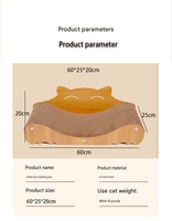 Grande griffoire pour chat en carton, type chaise longue et canapé ondulé, lit réversible avec panneaux latéraux en forme de tête de chat mignonne