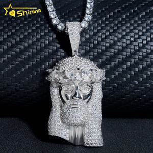 Alta calidad Hip Hop hombres joyería 925 Plata hielo fuera collar VVS diamante Jesús colgante cadena - Product Image 5
